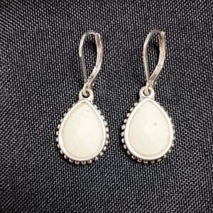 Napier Silver and Cream Teardrop Earrings Pierced